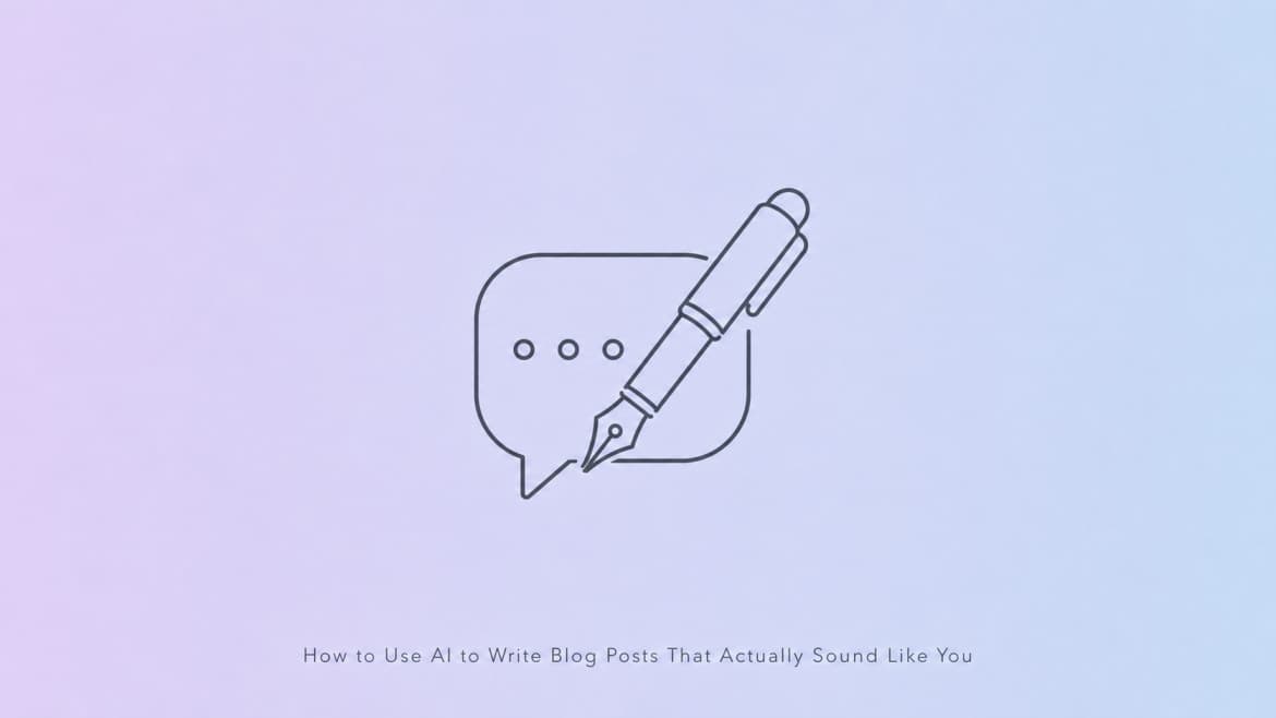 Fountain pen and AI chat bubble icon representing an AI blog post generator workflow